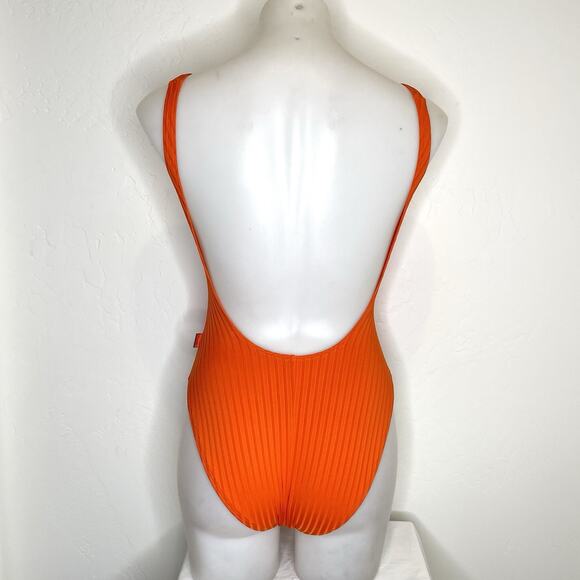 Michael Kors One Piece Swimsuit Womens 4 Orange Ribbed - Picture 6 of 7